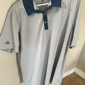 Adidas Men's Gray and Navy Polo Shirt